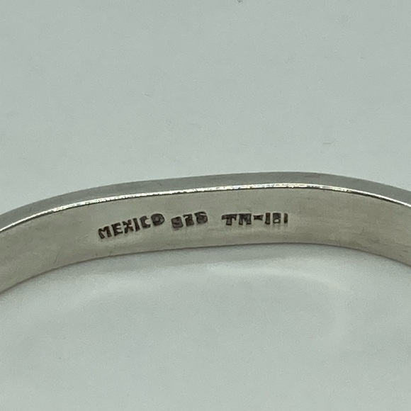 Vtg Taxco 925 Sterling Silver Lapis Pinch Bracelet TM-181 | 7” C | 1.9” D | 51g - Picture 4 of 13